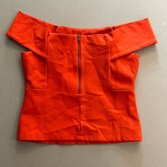 Anthropologie Deletta orange red off the shoulder retro 50s Grease style top XS - Picture 5 of 8